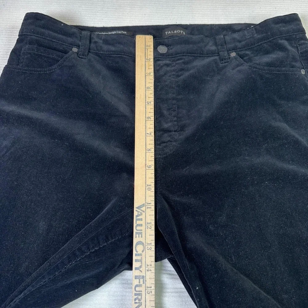 Talbots Black Corduroy‎ Straight Leg Pants Women Size 16P Career Office Preppy